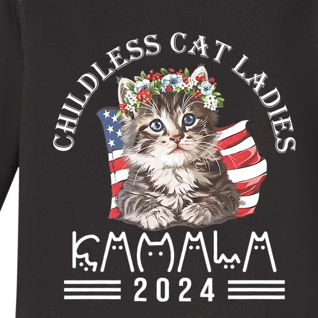 Cat Lady Fun Childless Cat Ladies 2024 Baby Long Sleeve Bodysuit