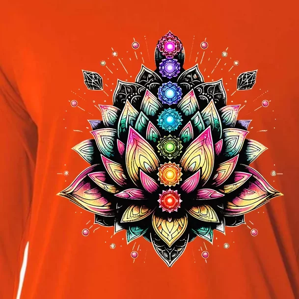 Chakra Lotus Flower Spiritual Yoga Lover Cooling Performance Long Sleeve Crew