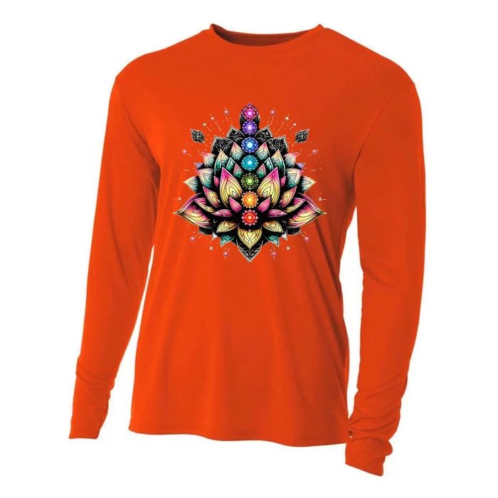 Chakra Lotus Flower Spiritual Yoga Lover Cooling Performance Long Sleeve Crew