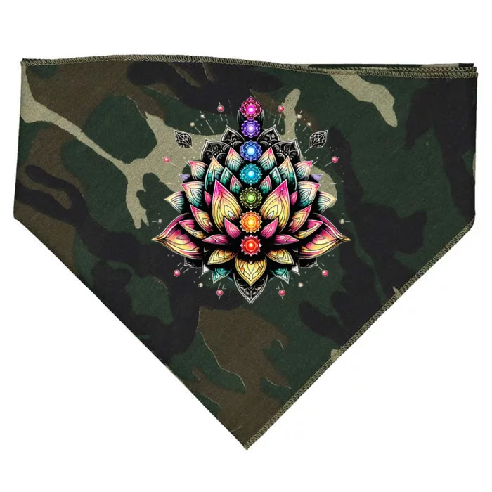 Chakra Lotus Flower Spiritual Yoga Lover USA-Made Doggie Bandana