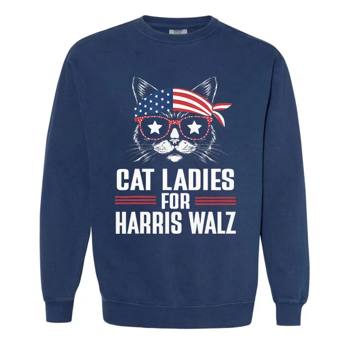 Cat Ladies For Harris Waltz Cat 2024 Garment-Dyed Sweatshirt