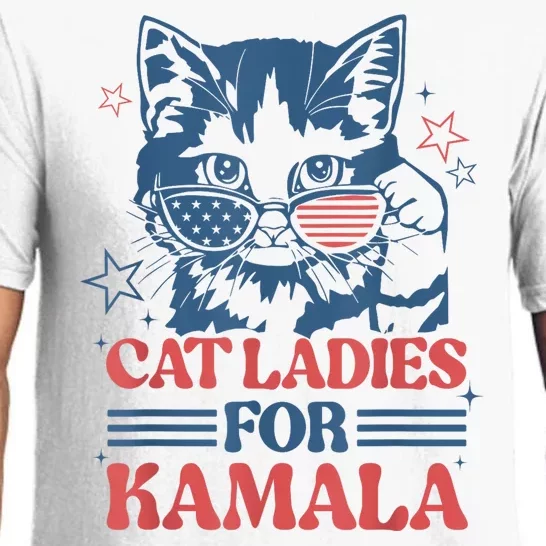 Cat Ladies For Kamala Funny Cat President Kamalaharris 2024 Pajama Set