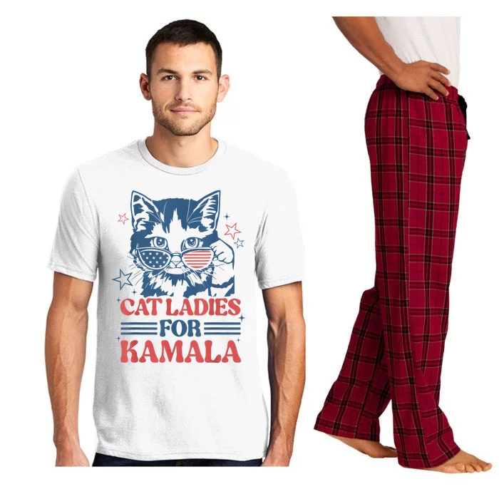 Cat Ladies For Kamala Funny Cat President Kamalaharris 2024 Pajama Set