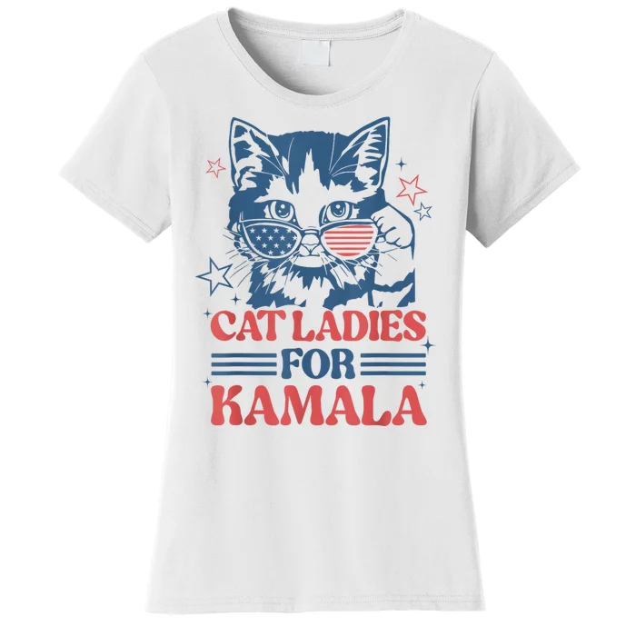 Cat Ladies For Kamala Funny Cat President Kamalaharris 2024 Women's T-Shirt