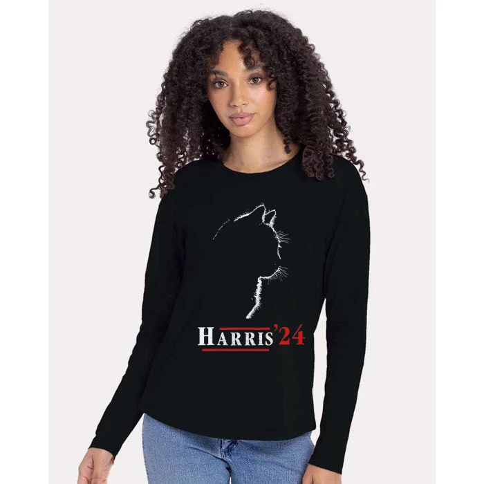 Cat Ladies For Kamala Funny Cat 2024 President Kamalaharris Womens Cotton Relaxed Long Sleeve T-Shirt