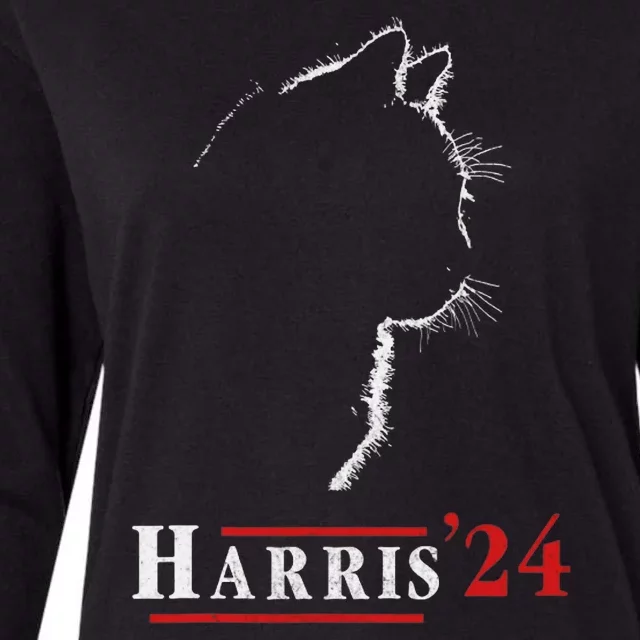 Cat Ladies For Kamala Funny Cat 2024 President Kamalaharris Womens Cotton Relaxed Long Sleeve T-Shirt