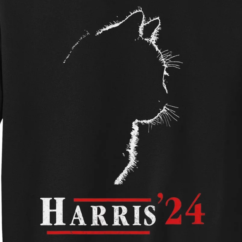 Cat Ladies For Kamala Funny Cat 2024 President Kamalaharris Tall Sweatshirt