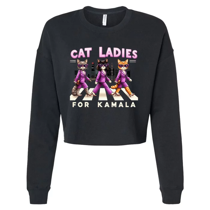 Cat Ladies For Kamala Cropped Pullover Crew