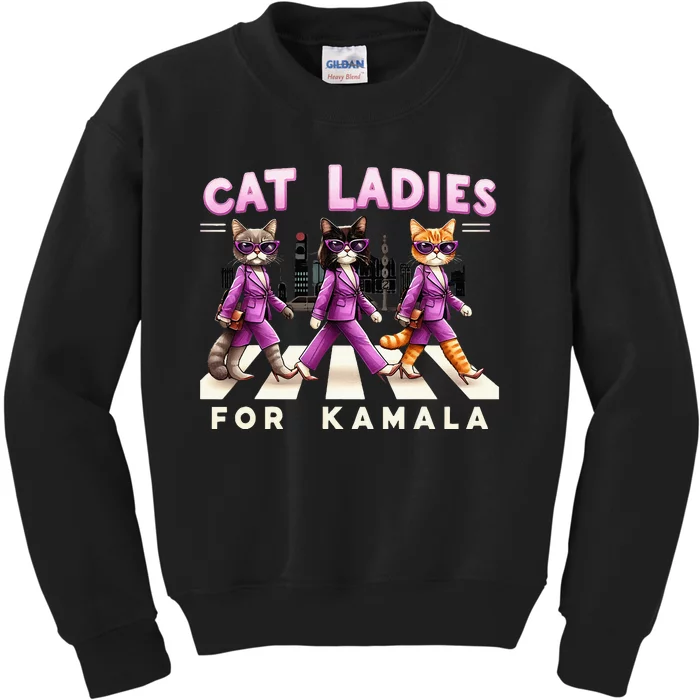 Cat Ladies For Kamala Kids Sweatshirt