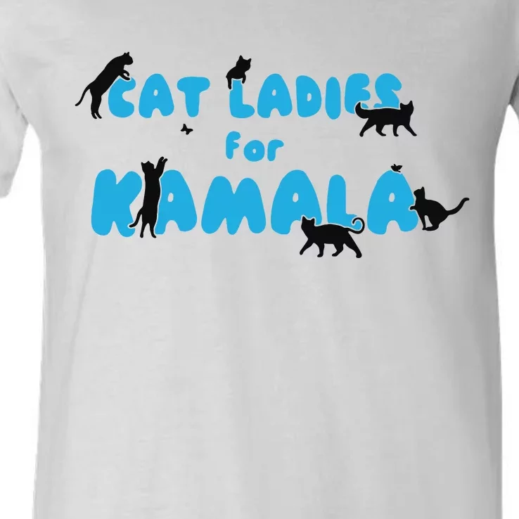 Cat Ladies For Kamala Childless Cat Ladies V-Neck T-Shirt