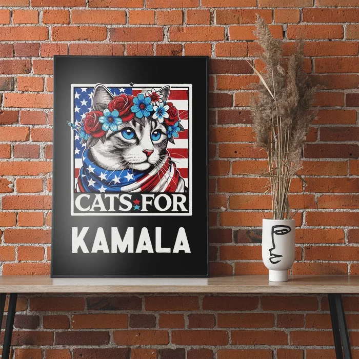 Cat Ladies For Kamala Funny Cat 2024 President Kamala Harris Poster