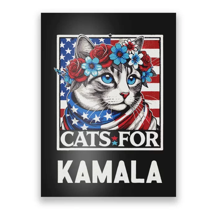 Cat Ladies For Kamala Funny Cat 2024 President Kamala Harris Poster