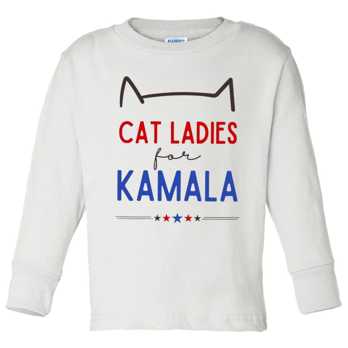 Cat Ladies For Kamala Cat Lady For Women Feminist Toddler Long Sleeve Shirt