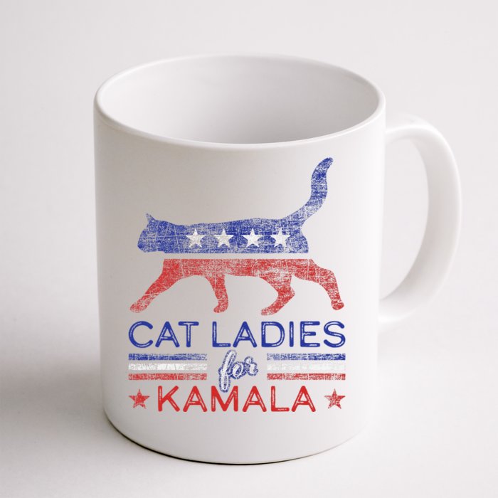 Cat Ladies For Kamala Funny Democrat Cat For Cat Lady Front & Back Coffee Mug