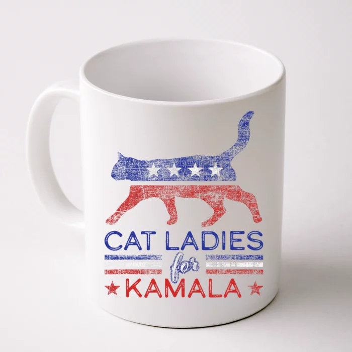 Cat Ladies For Kamala Funny Democrat Cat For Cat Lady Front & Back Coffee Mug