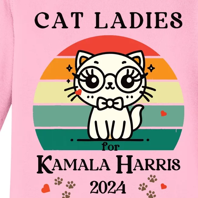 Cat Ladies For Kamala Harris Baby Long Sleeve Bodysuit