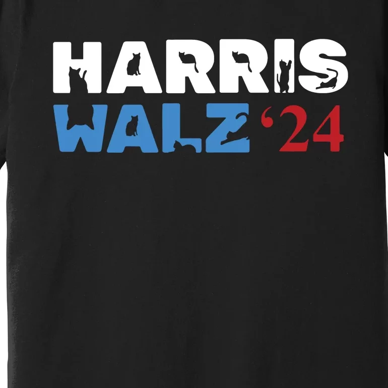 Cat Ladies For Kamala Harris Walz Premium T-Shirt