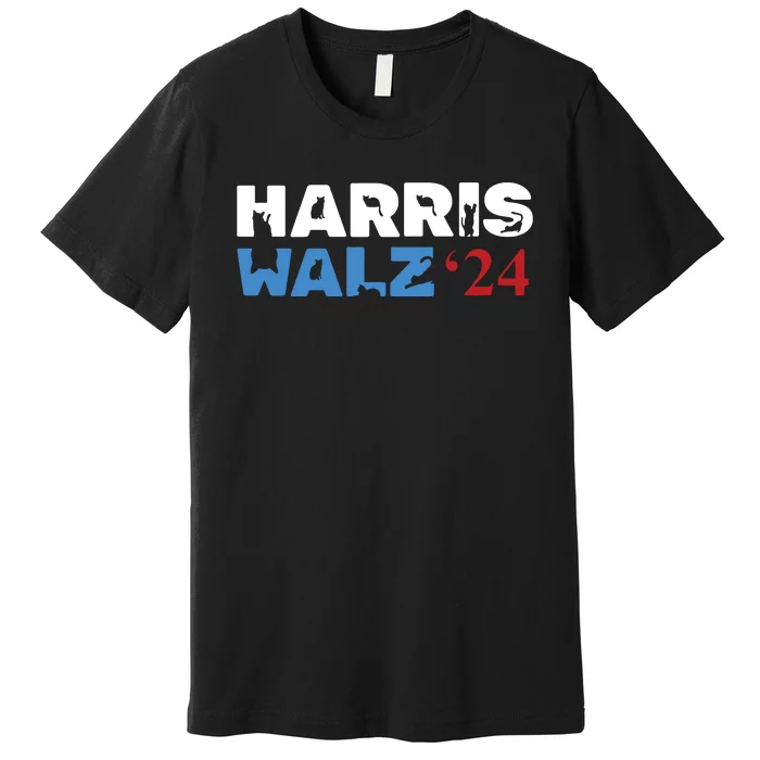 Cat Ladies For Kamala Harris Walz Premium T-Shirt