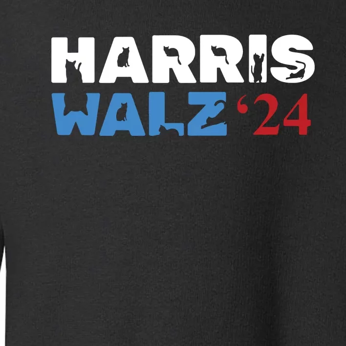 Cat Ladies For Kamala Harris Walz Toddler Sweatshirt