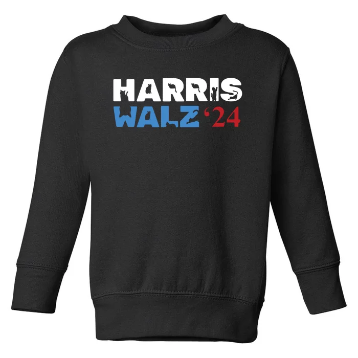 Cat Ladies For Kamala Harris Walz Toddler Sweatshirt