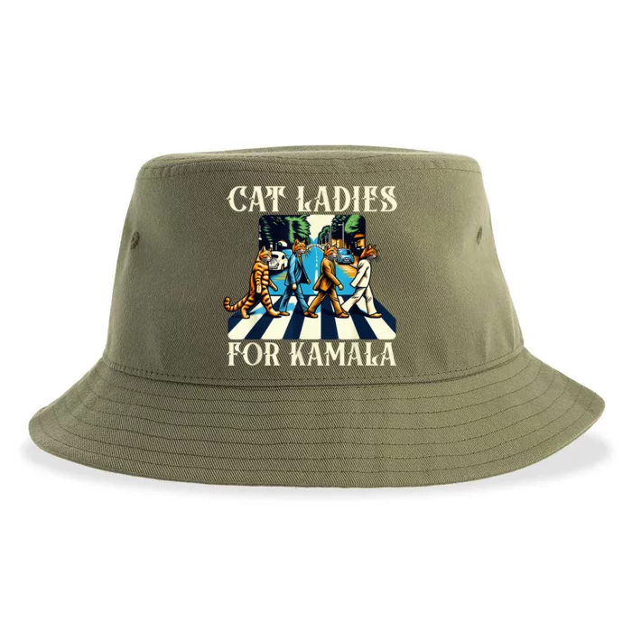 Cat Ladies For Kamala Childless Cat Ladies Not Going Street Sustainable Bucket Hat