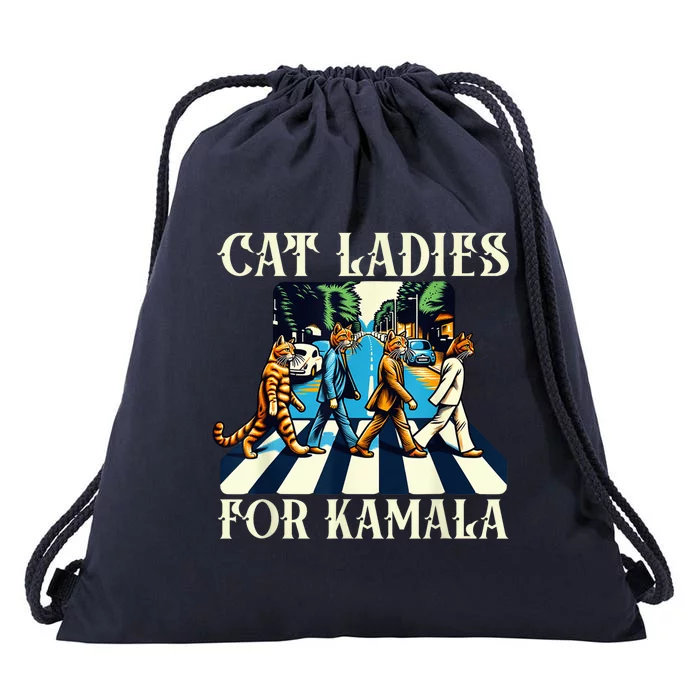 Cat Ladies For Kamala Childless Cat Ladies Not Going Street Drawstring Bag