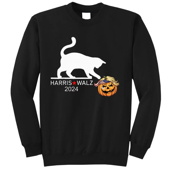 Cat Ladies For Kamala Harris Funny Trump Hair 2024 Tall Sweatshirt