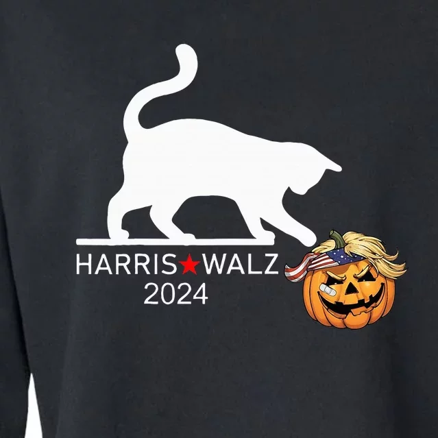 Cat Ladies For Kamala Harris Funny Trump Hair 2024 Cropped Pullover Crew