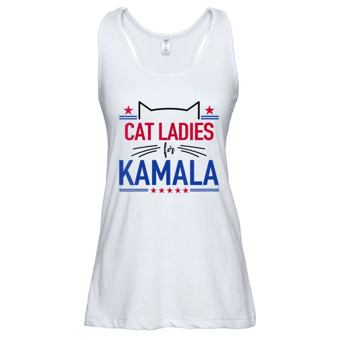 Cat Ladies For Kamala Funny Cat 2024 President Kamala Harris Ladies Essential Flowy Tank