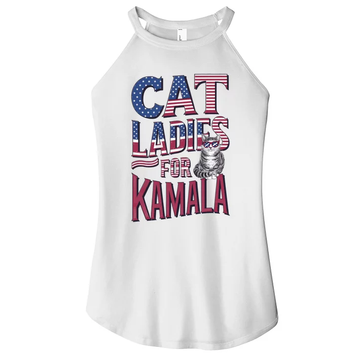 Cat Ladies For Kamala Patriotic Usa Flag Typography Design Women’s Perfect Tri Rocker Tank