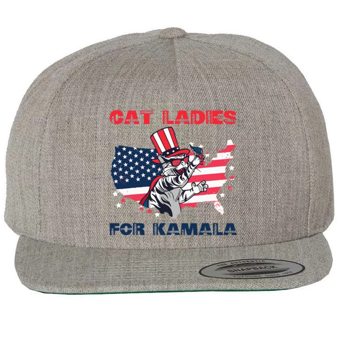 Cat Ladies For Kamala Funny Cat Lady 2024 Wool Snapback Cap