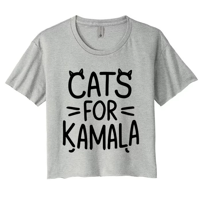 Cat Ladies For Kamala Cat Typography Alphabet Cute Simple Gift Women's Crop Top Tee