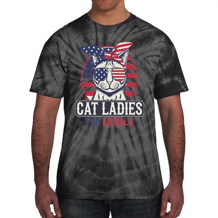 Cat Ladies For Kamala Harris President Election Women Tie-Dye T-Shirt