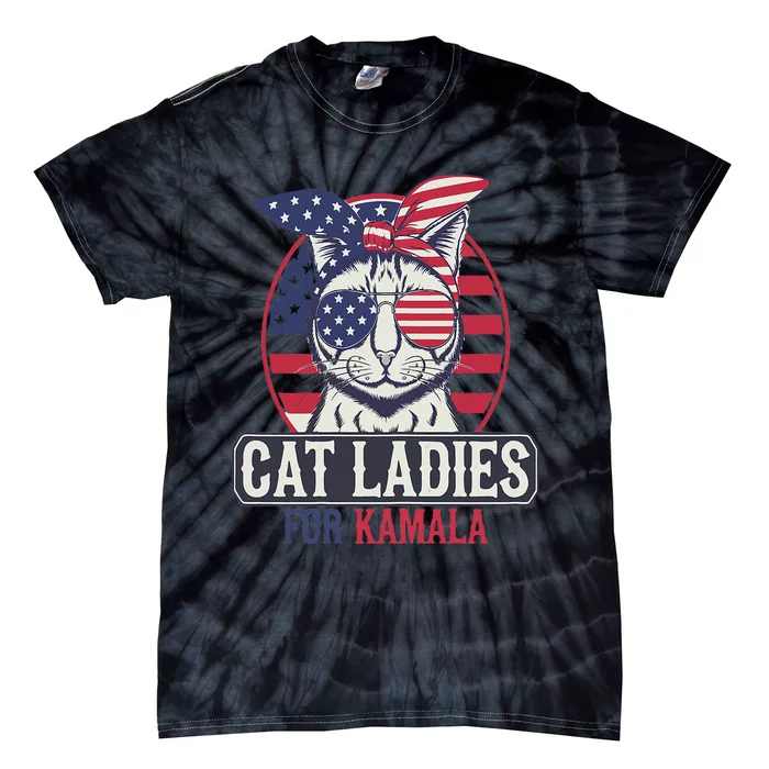 Cat Ladies For Kamala Harris President Election Women Tie-Dye T-Shirt