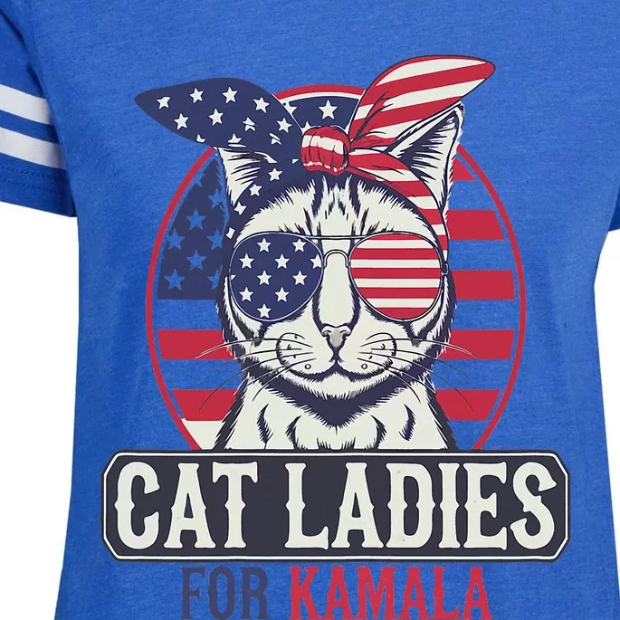 Cat Ladies For Kamala Harris President Election Women Enza Ladies Jersey Football T-Shirt