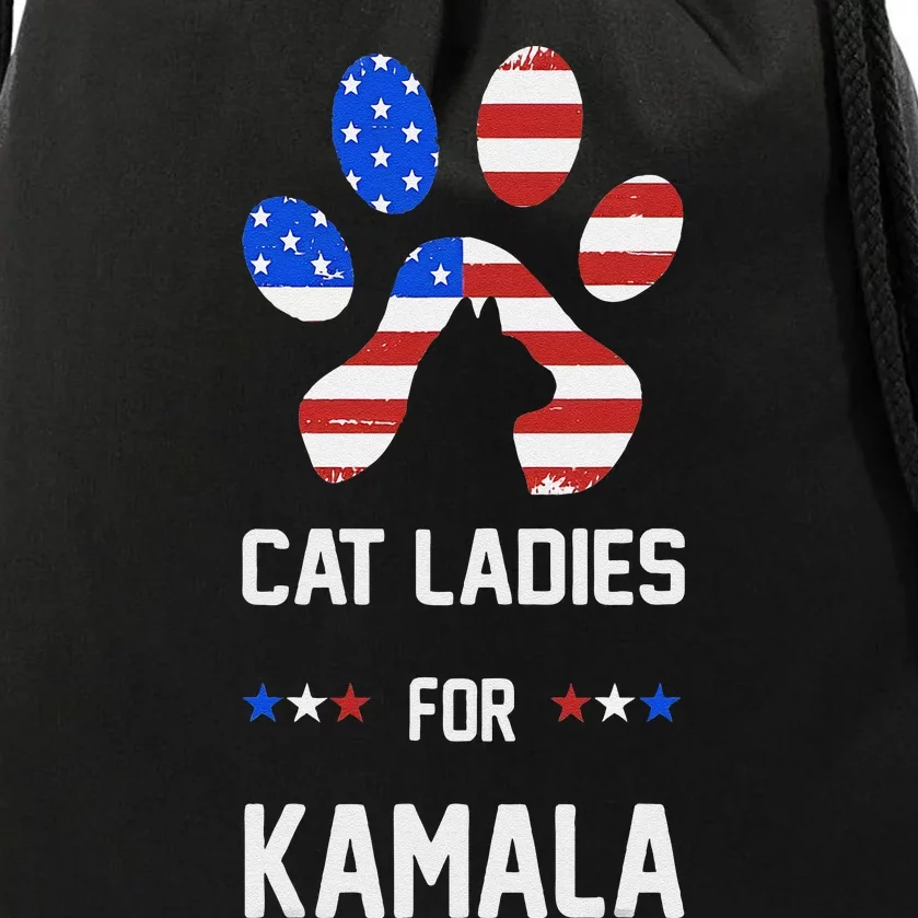 Cat Ladies For Kamala Funny Cat 2024 President Kamala Harris Drawstring Bag