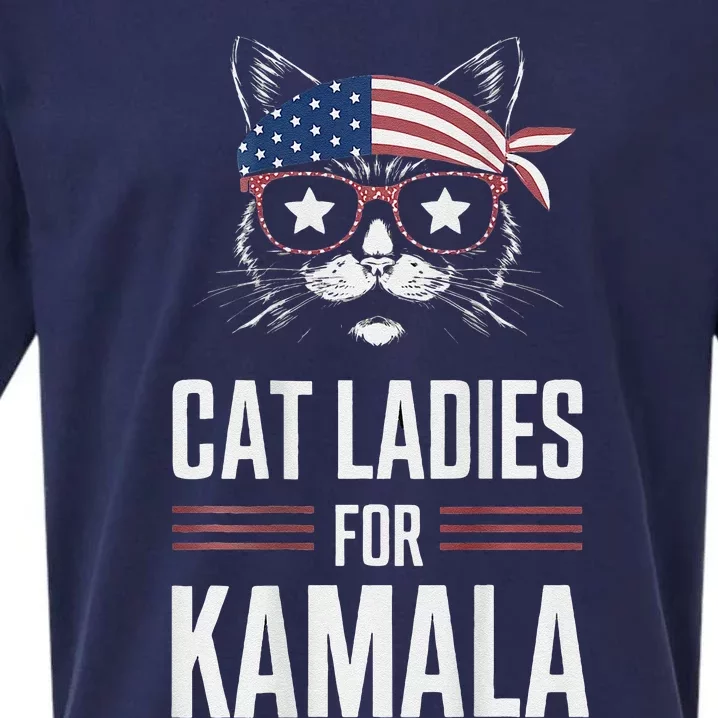 Cat Ladies For Kamala Funny Cat 2024 President Kamala Harris Sueded Cloud Jersey T-Shirt