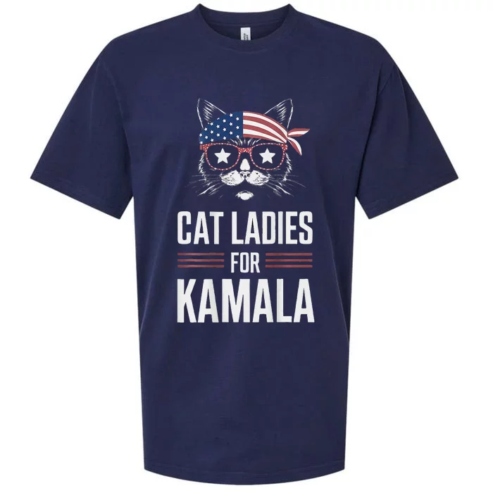 Cat Ladies For Kamala Funny Cat 2024 President Kamala Harris Sueded Cloud Jersey T-Shirt