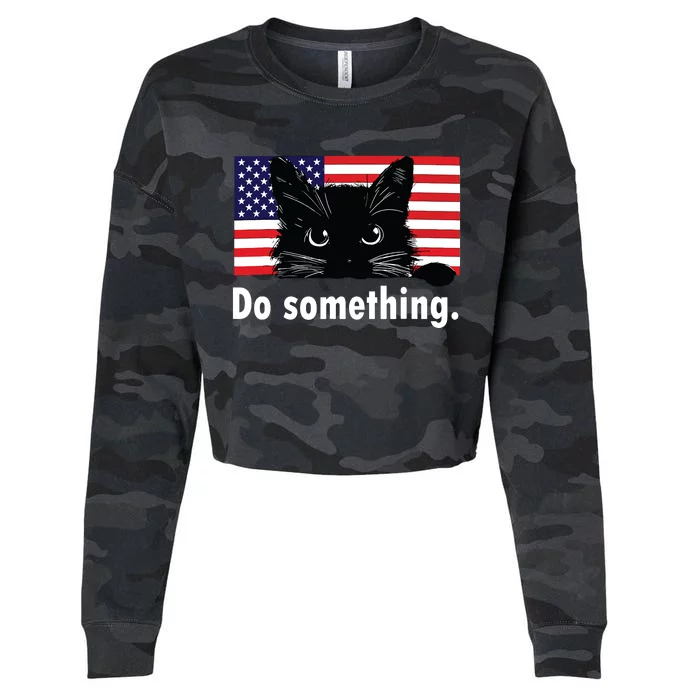 Cat Ladies Funny Kamala Harris 2024 Election Do Something Cropped Pullover Crew