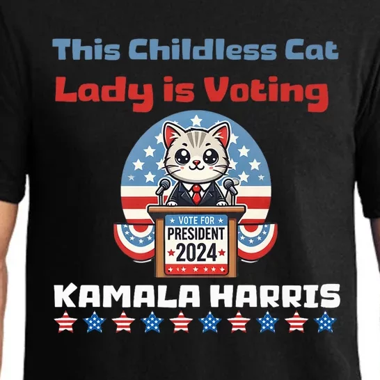 Cat Ladies For Kamala Funny Cat 2024 President Kamalaharris Pajama Set