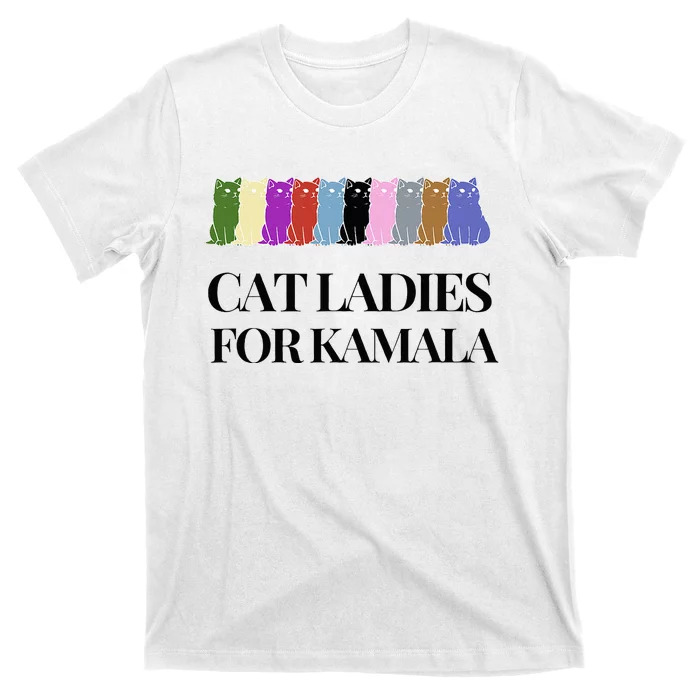 Cat Ladies For President Kamala Harris 2024 White House Walz T-Shirt