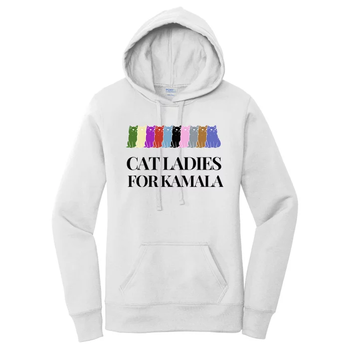 Cat Ladies For President Kamala Harris 2024 White House Walz Women's Pullover Hoodie