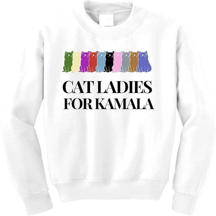 Cat Ladies For President Kamala Harris 2024 White House Walz Kids Sweatshirt