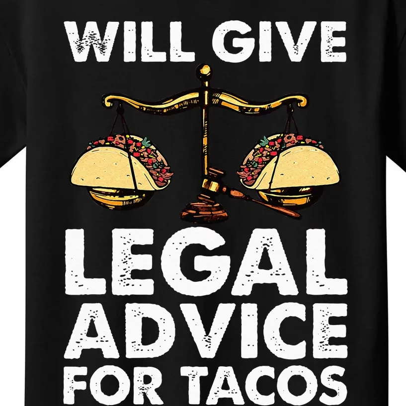 Cool Lawyer For Wo Tacos Legal Attorney Law Paralegal Kids T-Shirt