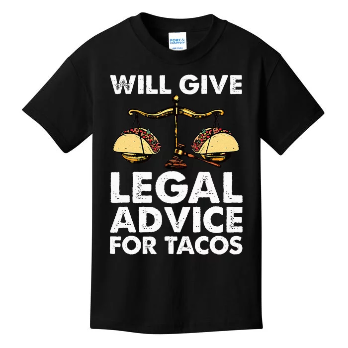 Cool Lawyer For Wo Tacos Legal Attorney Law Paralegal Kids T-Shirt