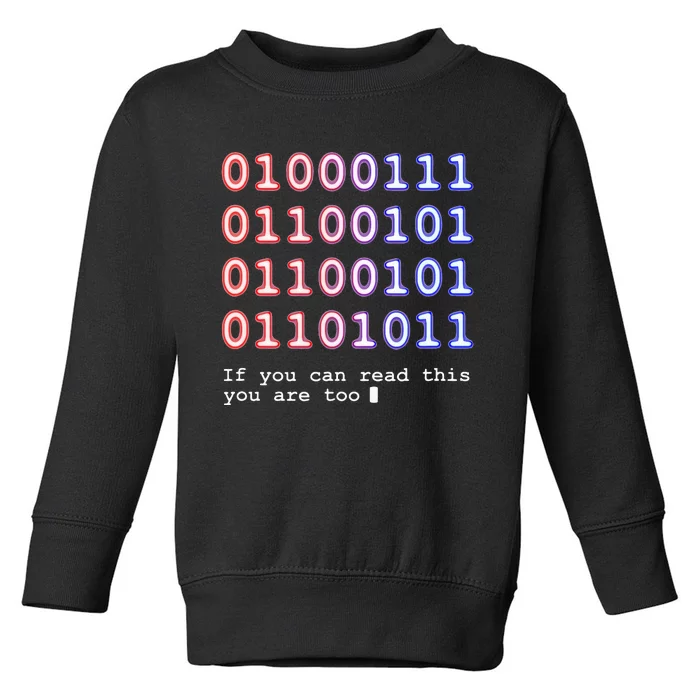 Code Lover Funny Binary Code Tech Lover Toddler Sweatshirt