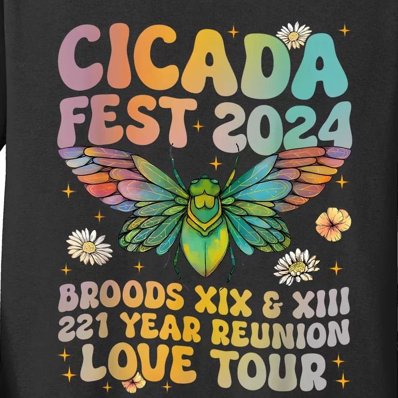 Cicada Lover Fest 2024 Broods Xix & Xiii 221 Years Reunion Kids Long Sleeve Shirt