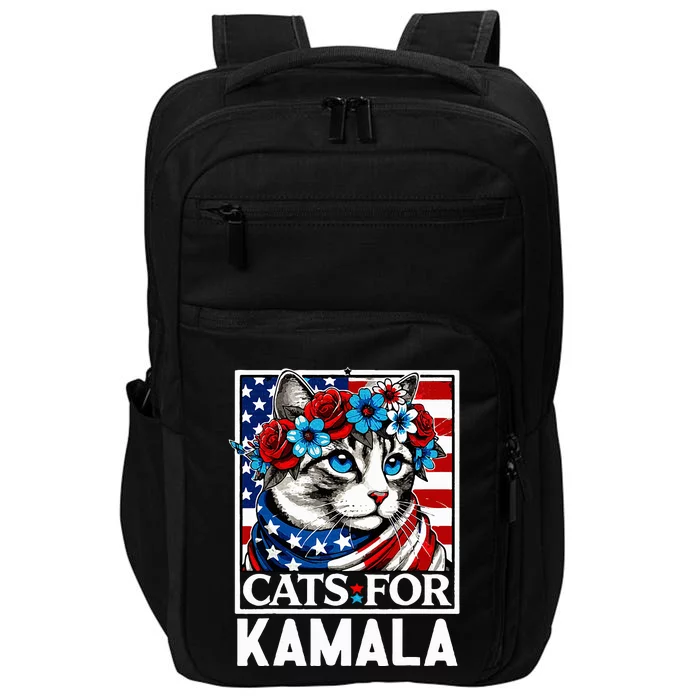 Cat Ladies For Kamala Funny Cat 2024 President Kamalaharris Impact Tech Backpack