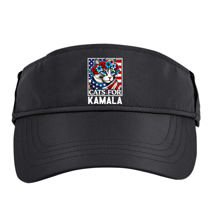 Cat Ladies For Kamala Funny Cat 2024 President Kamalaharris Adult Drive Performance Visor