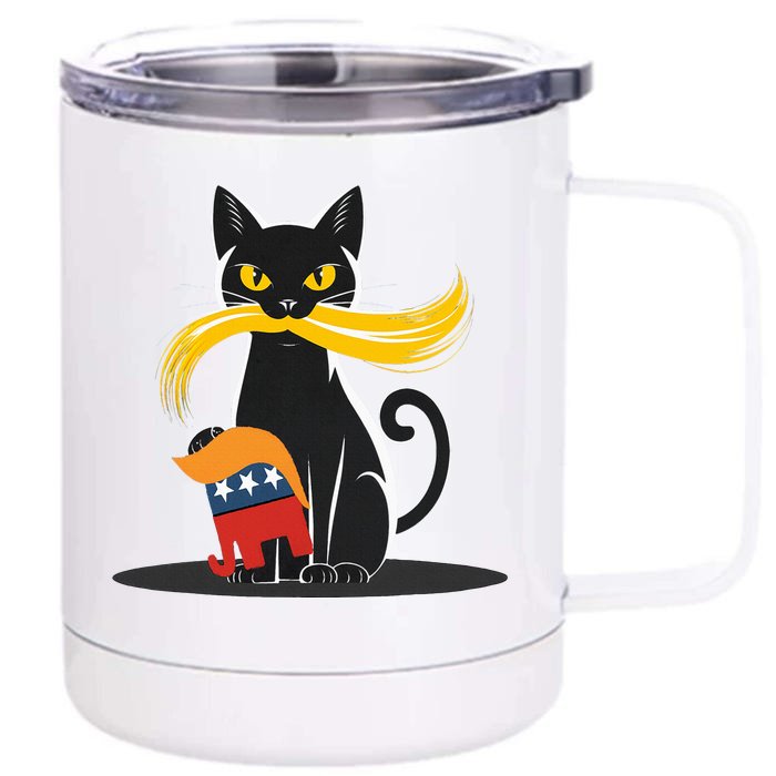 Cat Ladies For Kamala Harris Donald Trump 2024 Front & Back 12oz Stainless Steel Tumbler Cup